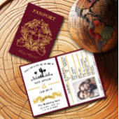 Elegant rood paspoort stijl bruiloft uitnodiging