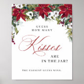 Elegant rood Poinsettia Kerst Vrijgezellenfeest Poster (Voorkant)