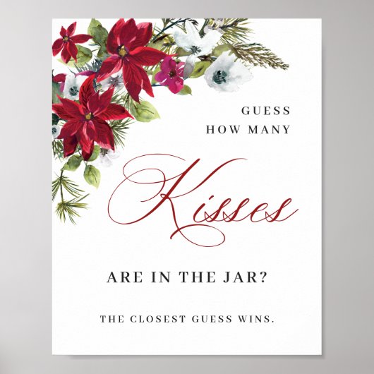 Elegant rood Poinsettia Kerst Vrijgezellenfeest Poster (Voorkant)