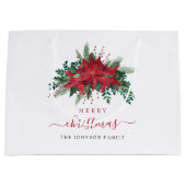 Elegant rood poinsettia kerstscript groot cadeauzakje (Voorkant)
