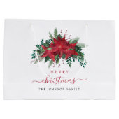 Elegant rood poinsettia kerstscript groot cadeauzakje (Achterkant)