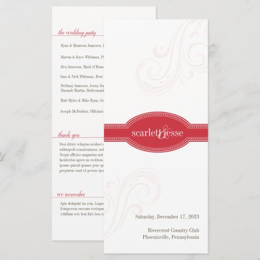 Elegant rood programma, Caroline Wedding Collectie (Voorkant / Achterkant)