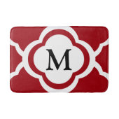 Elegant rood quatrefoil monogram badmat (Voorkant)