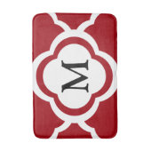 Elegant rood quatrefoil monogram badmat (Voorkant Verticaal)