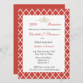 Elegant rood quatrefolie afstuderen kaart (Voorkant / Achterkant)