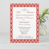 Elegant rood quatrefolie afstuderen kaart (Staand voorkant)