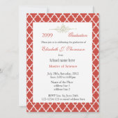 Elegant rood quatrefolie afstuderen kaart (Voorkant)