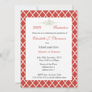 Elegant rood quatrefolie afstuderen kaart