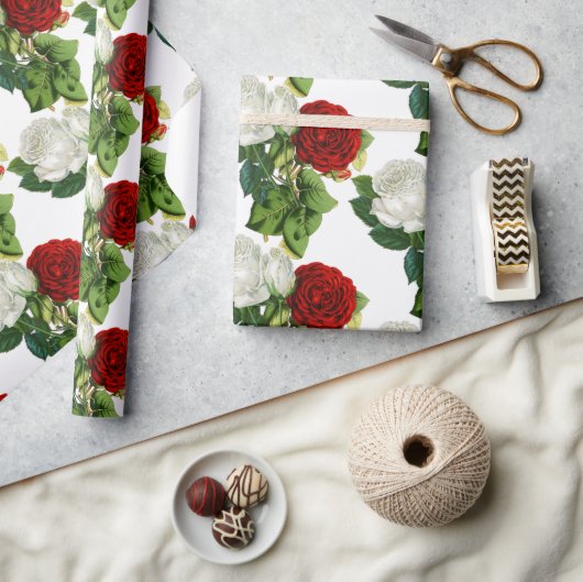 Elegant  Rood Rood Blanzend Berichten Cadeaupapier (Crafts)