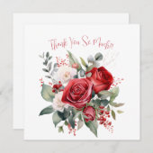 Elegant rood roos boeket dank u kaart (Voorkant / Achterkant)