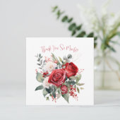 Elegant rood roos boeket dank u kaart (Staand voorkant)