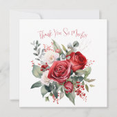Elegant rood roos boeket dank u kaart (Voorkant)