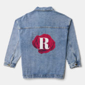 Elegant rood roos Initiaal modern monogram Denim Jacket (Achterkant)