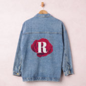 Elegant rood roos Initiaal modern monogram Denim Jacket (Hangar)