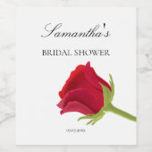 Elegant rood roos Vrijgezellenfeest Wijn Etiket (Enkel label)