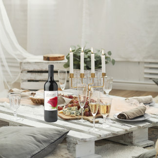 Elegant rood roos Vrijgezellenfeest Wijn Etiket