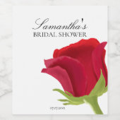 Elegant rood roos Vrijgezellenfeest Wijn Etiket (Enkel label)