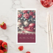 Elegant  Rood Rose Pet Tea Party Servet (Insitu)