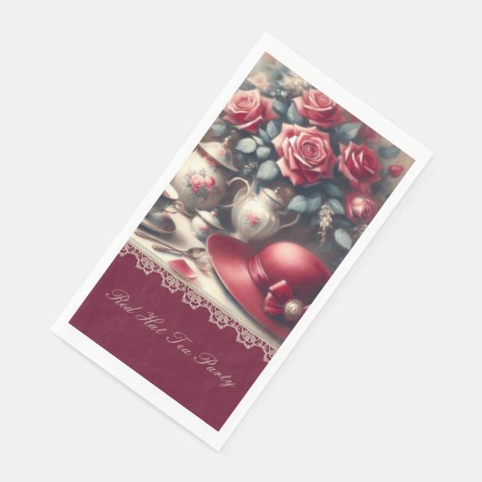 Elegant  Rood Rose Pet Tea Party Servet (Hoek)