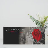 Elegant Rood Rose Zwart en Wit Save the Date (Staand voorkant)