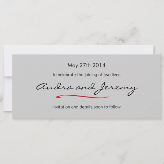 Elegant Rood Rose Zwart en Wit Save the Date (Achterkant)