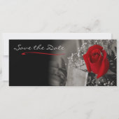 Elegant Rood Rose Zwart en Wit Save the Date (Voorkant)