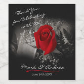 Elegant rood Rose zwart en wit vignet Wijn Etiket (Enkel label)