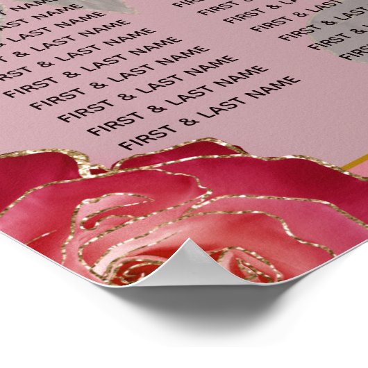 Elegant  Rood Roses Wedding Seating Chart Poster (Hoek)