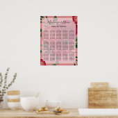 Elegant  Rood Roses Wedding Seating Chart Poster (Keuken)