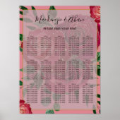 Elegant  Rood Roses Wedding Seating Chart Poster (Voorkant)