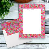 Elegant rood roze bloemig gepersonaliseerd papier