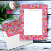 Elegant rood roze bloemig gepersonaliseerd papier 