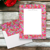 Elegant rood roze bloemig gepersonaliseerd papier
