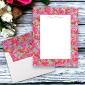 Elegant rood roze bloemig gepersonaliseerd papier