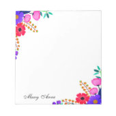 Elegant rood roze en paarse bloemen, speciaal gepe notitieblok (Voorkant)