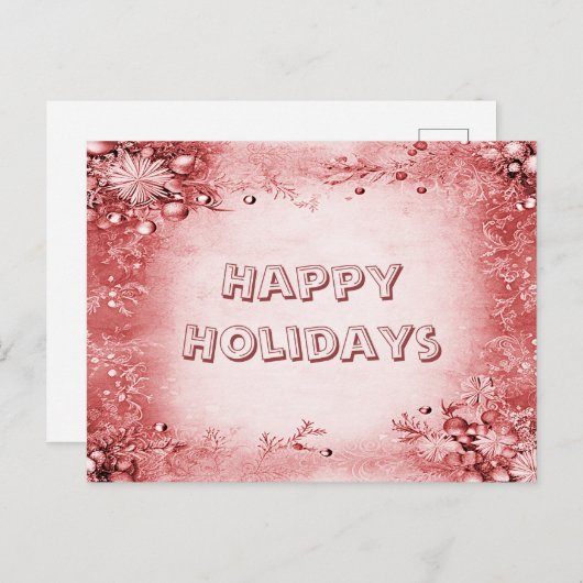 Elegant rood roze feestdag Briefkaart (Voorkant / Achterkant)