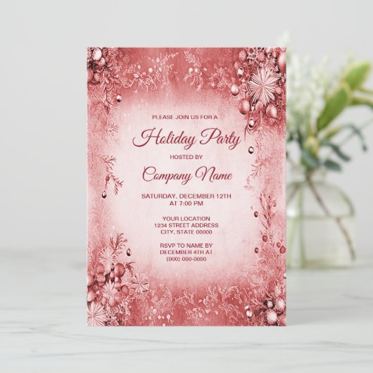 Elegant rood roze feestdag uitnodiging (Staand voorkant)