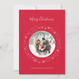 Elegant rood roze foto krans vakantie Kaart