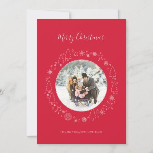 Elegant rood roze foto krans vakantie Kaart (Voorkant)