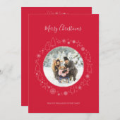 Elegant rood roze foto krans vakantie Kaart (Voorkant / Achterkant)