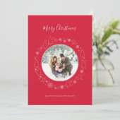 Elegant rood roze foto krans vakantie Kaart (Staand voorkant)