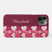 Elegant Rood Roze Jigsaw Puzzel Hart Patroon Naam Case-Mate iPhone Case (Achterkant (horizontaal))