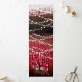 Elegant rood roze op Black Heart Leaf Wedding Drieluik Uitnodiging