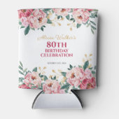 Elegant Rood Roze Pioen Bloem Goud Blad Verjaardag Blikjeskoeler (Voorkant)