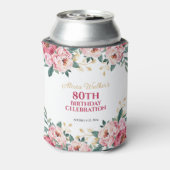 Elegant Rood Roze Pioen Bloem Goud Blad Verjaardag Blikjeskoeler (Blikje Achterkant)