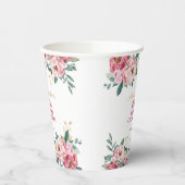 Elegant Rood Roze Pioen Bloem Goud Blad Verjaardag Papieren Bekers (Links)