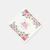 Elegant Rood Roze Pioen Bloem Goud Blad Verjaardag Servet (Hoek)