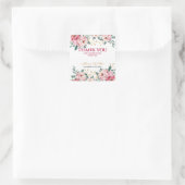 Elegant Rood Roze Pioen Bloem Goud Blad Verjaardag Vierkante Sticker (Tas)