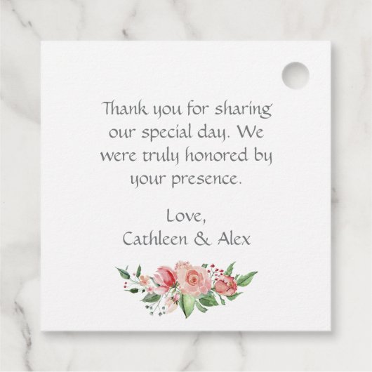 Elegant rood roze roos bruiloft dank u bedankjes labels (Achterkant)