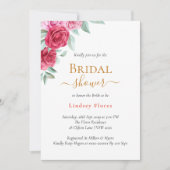 Elegant Rood Roze Rose Bloemen Goud Vrijgezellenfe Kaart (Voorkant)